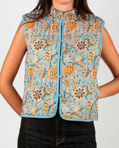 The Lolem women's blue sleeveless quilted vest