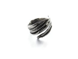 Bague Ajustable Argent Oxydé – Sculpturale Organique