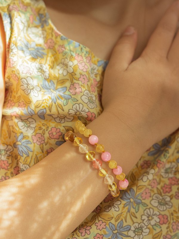 Bracciale in ambra - miele - 14 cm