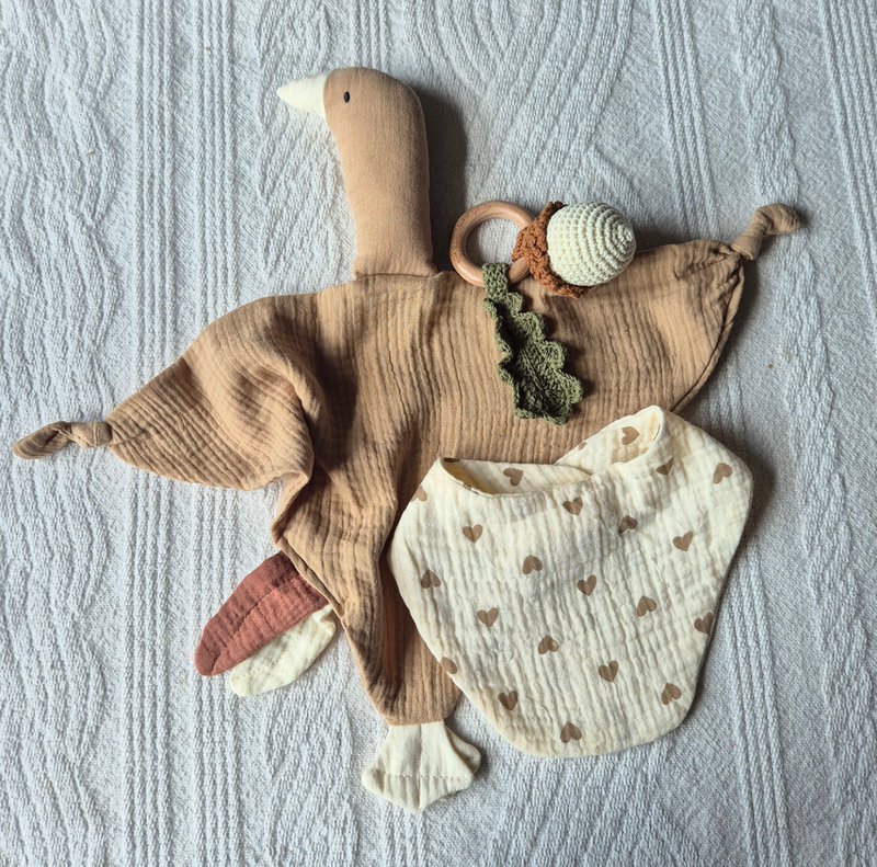 Handmade crocheted rattle - Acorn Autumn