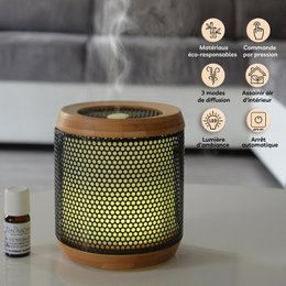 Ultrasonic Diffuser – Elipsia – Originality and Quality – Bamboo and Metal – Healthy Diffusion of Essential Oils – Interior Decoration
