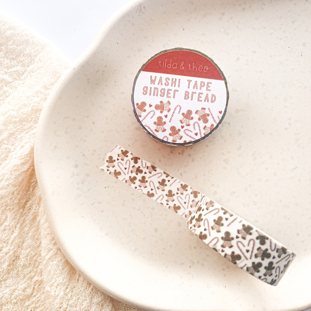 Washi Tape Gingerbread Christmas - Selvklæbende tape Maskeringstape Candy Cane