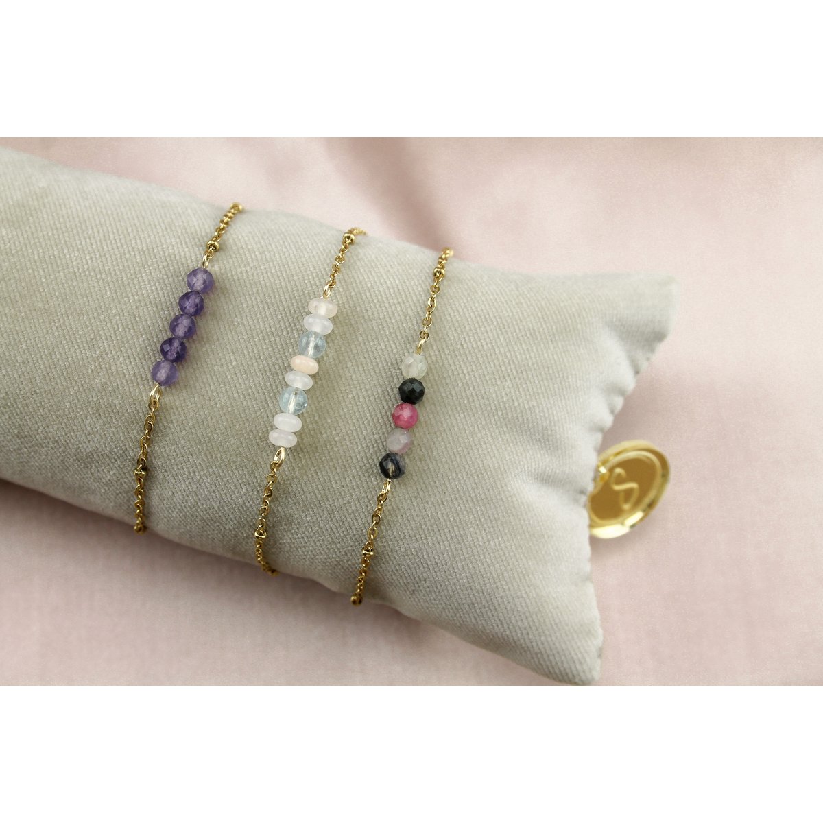 Armbånd Vandmelon Tourmaline - Guld
