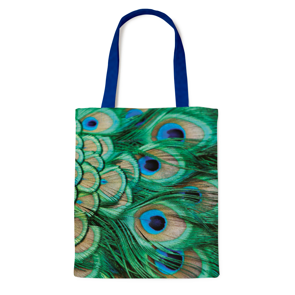 Cotton Tote Bag Luxe, Pfauenfedern