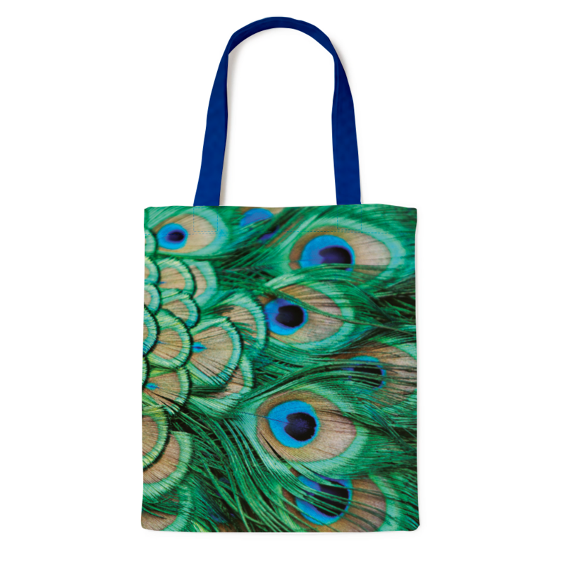 Cotton Tote Bag Luxe, Pfauenfedern