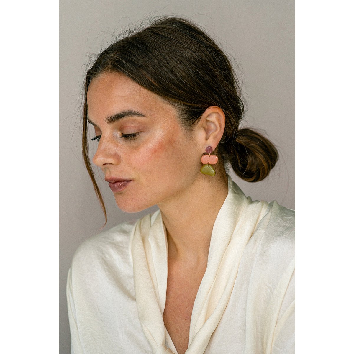 Boucles d'oreilles Jolene - Mauve / Goyave / Mousse