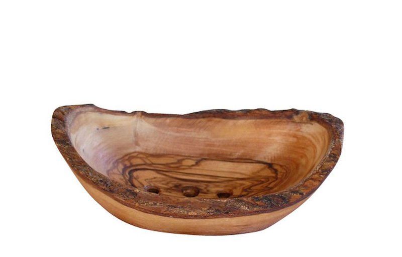 Rustiek zeepbakje (L ca. 12 - 14 cm) met gleuf aan de onderkant