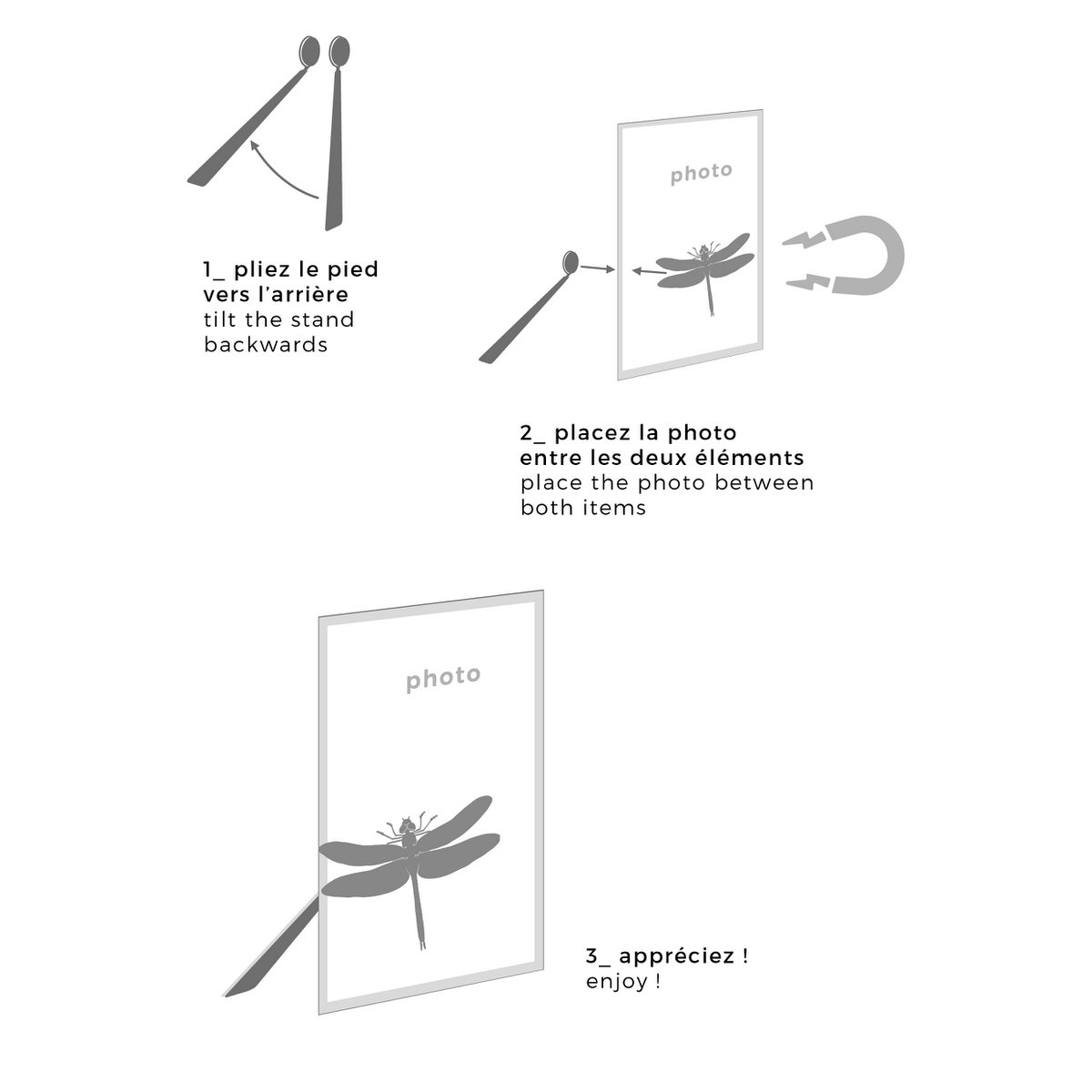 Sortiment von 15 magnetischen Metallfotohaltern - Natur