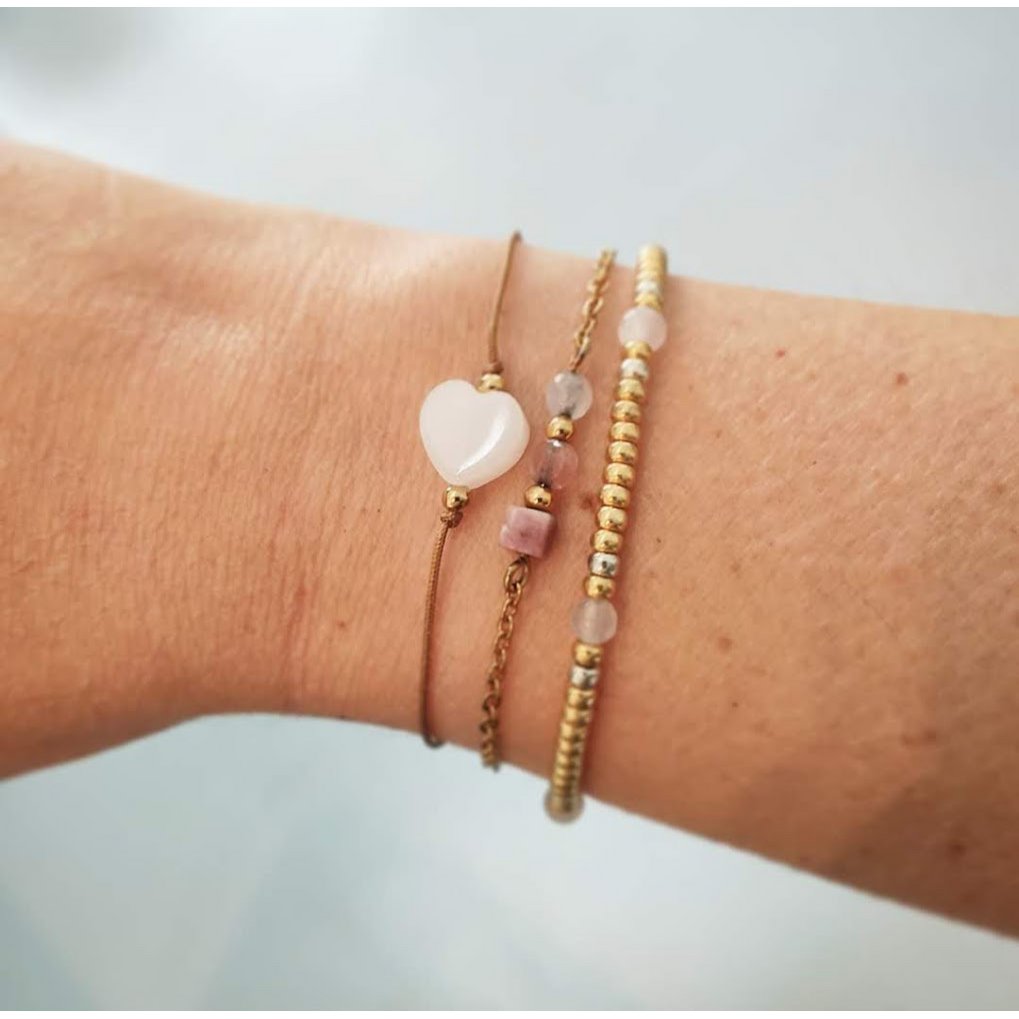 Armband love chalcedoon goud,zilver RVS