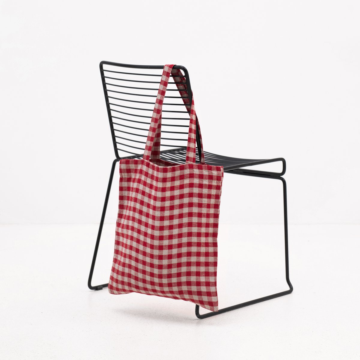 Red Gingham Leinentasche