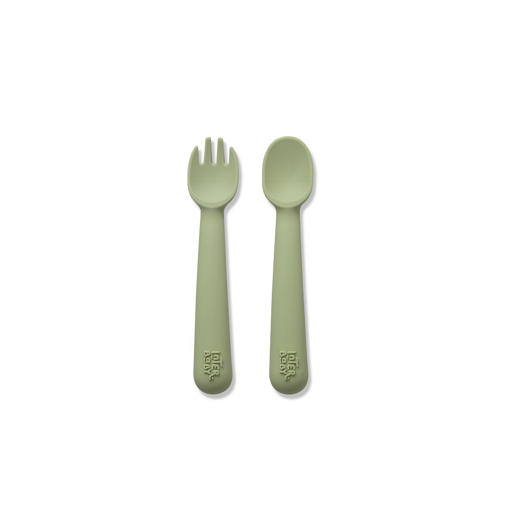 Siliconenlepel en vork van Olive Green