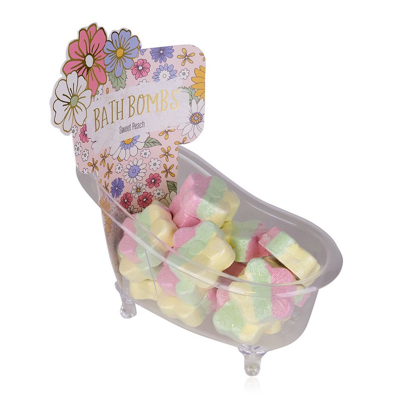 Bath bomb FLOWERS in flower shape, in bathtub display