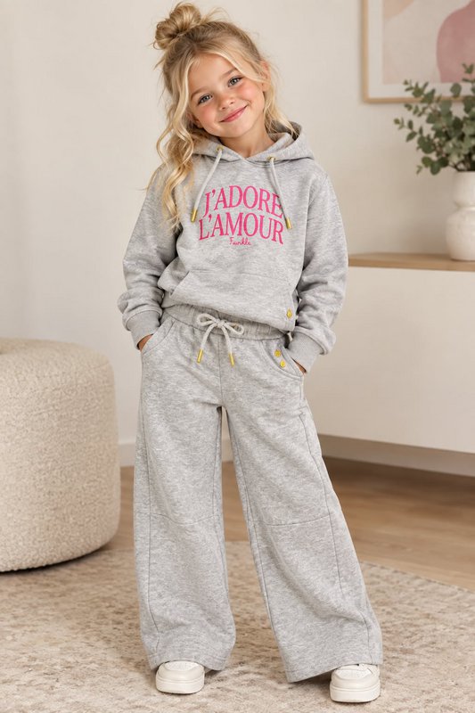 Funkle Meisjes Broek Grijs – 280 GSM Slub Sweat – Exclusieve Kinderkleding