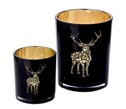 Lanterne en verre Fancy noir H 13 cm