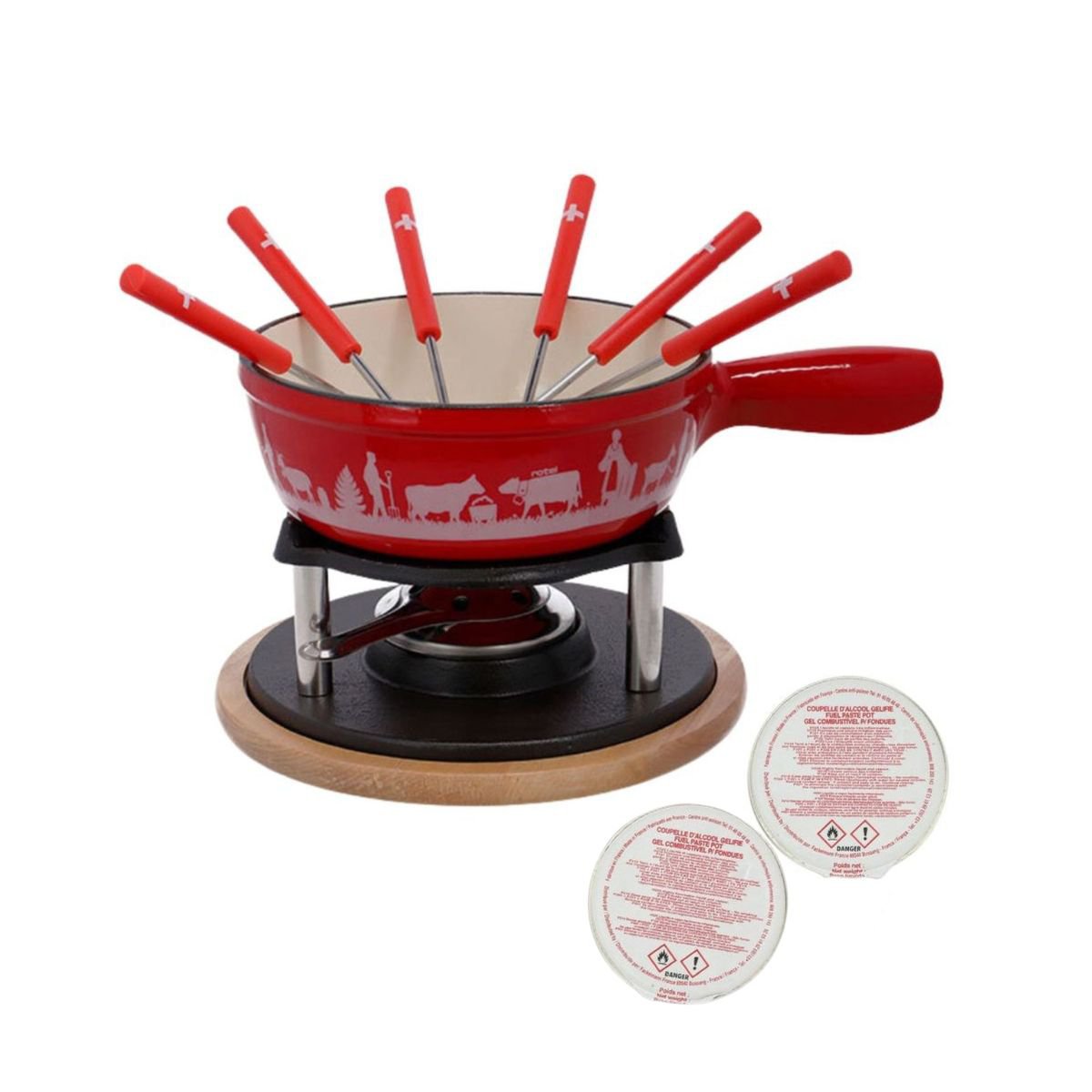 Zestaw do serowego fondue dla 6 osób i 2 kieliszków żelowanego alkoholu Rotel Swiss Tradition