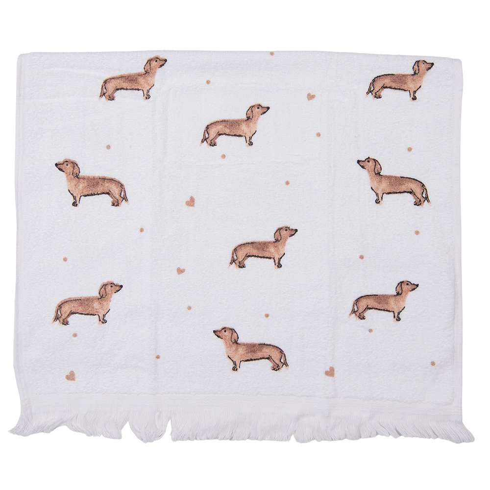 Gastendoekje 40x66 cm Beige Bruin Katoen Teckels Toilet Handdoek