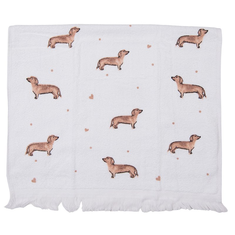 Gastendoekje 40x66 cm Beige Bruin Katoen Teckels Toilet Handdoek