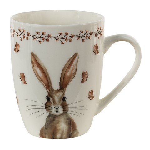Mok 350 ml Beige Bruin Porselein Konijn Theemok