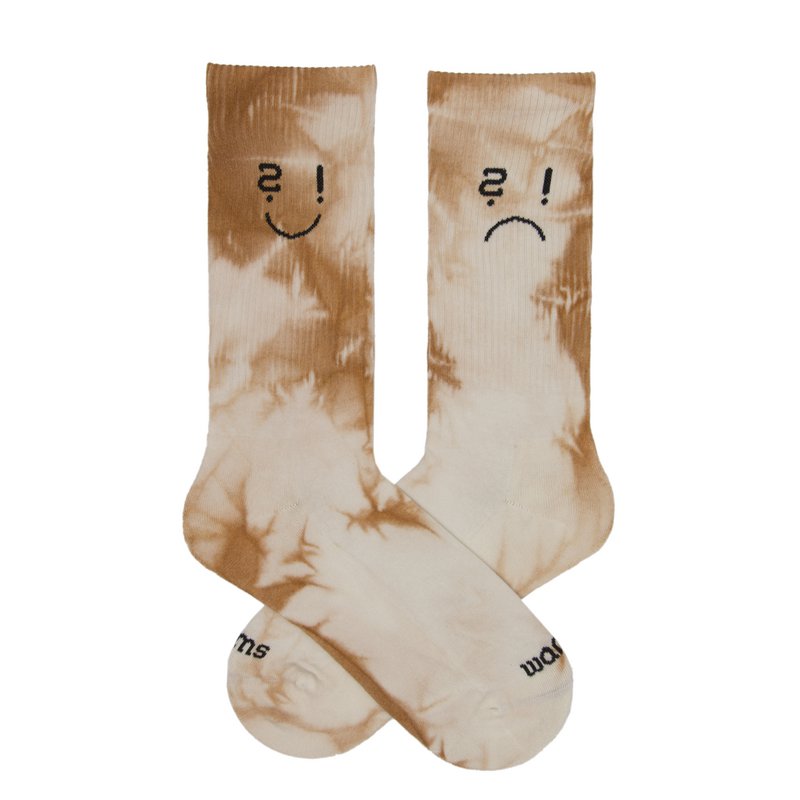 Classic Height Organic Cotton Crew Sokker - Tie Dye Beige