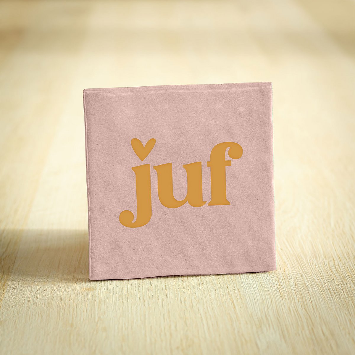 Tegeltje - Juf Hartje | Roze & Goud | 10x10cm