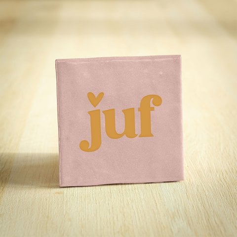 Tegeltje - Juf Hartje | Roze & Goud | 10x10cm