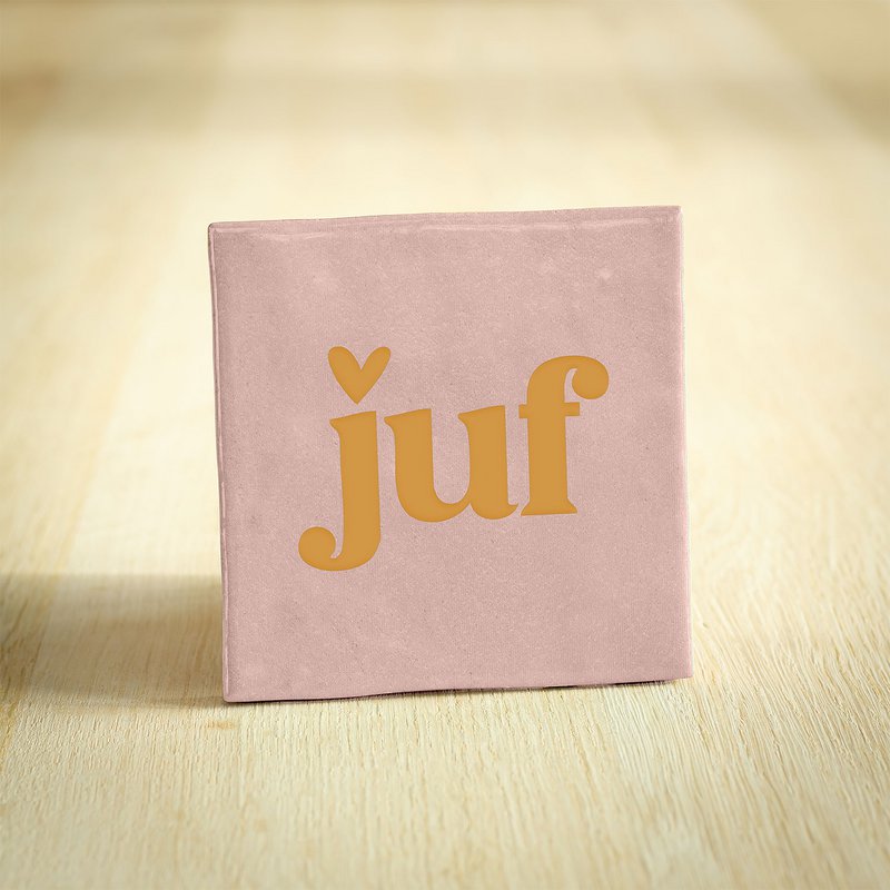 Tegeltje - Juf Hartje | Roze & Goud | 10x10cm