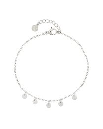 A delicate gold-toned bracelet with a row of tiny coin charms, perfect for adding a touch of subtle sparkle to any outfit.