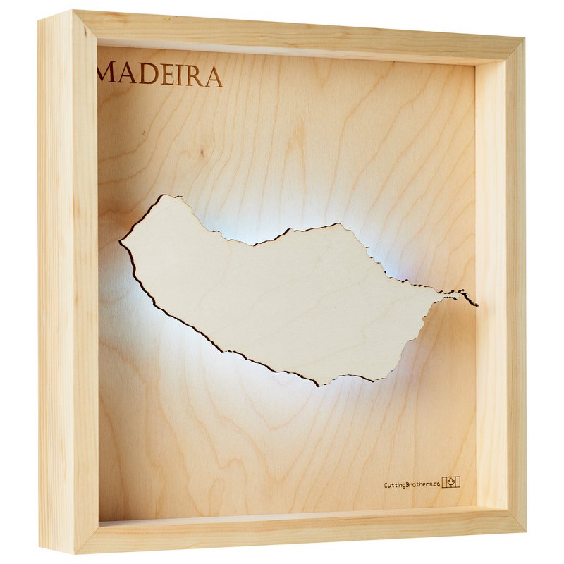 MADEIRA - MAPPA LUMINOSA DELL'ISOLA 3D in legno (LED)