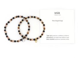 Natuursteen armband new beginnings, zilver en goud