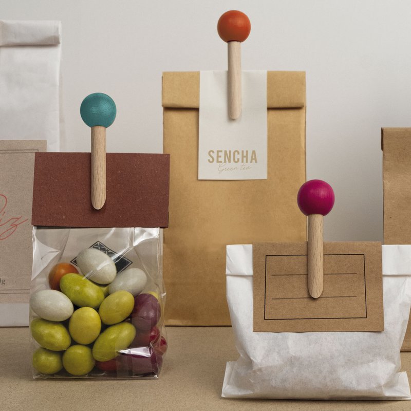 Clip per borsa in legno - colore