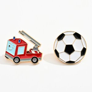 Set mit 2 Fußball- und Feuerwehr-Anstecknadeln