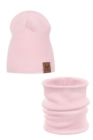Frühlingsset: RIB-Mütze und Schal – Baumwolle – ROSA