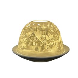 Waxinelichthouder Ø 12x8 cm Wit Porselein Winter