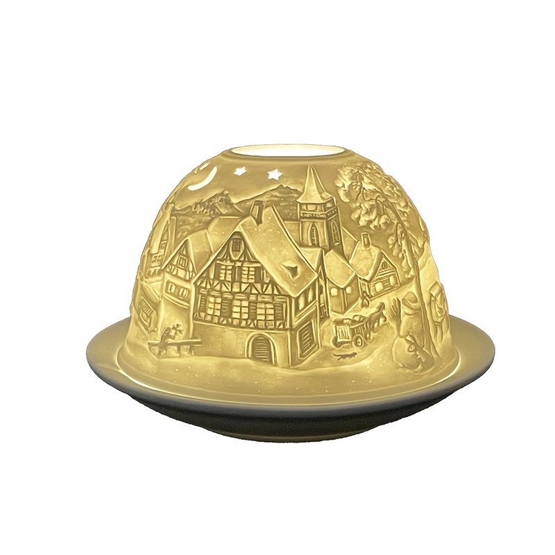 Waxinelichthouder Ø 12x8 cm Wit Porselein Winter