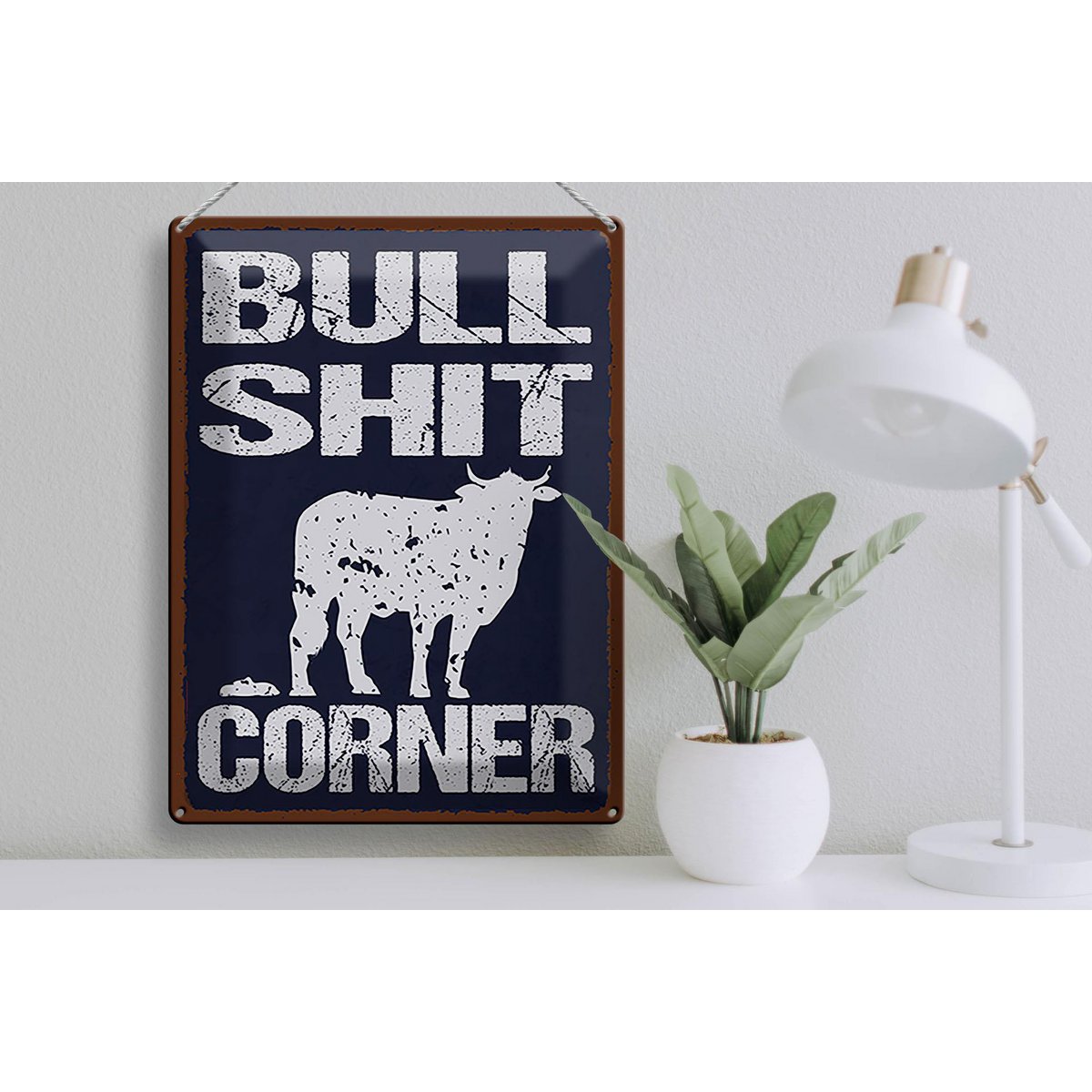 Tin sign saying 30x40cm Bullshit Corner funny