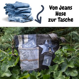 Sunsa duurzame schoudertas voor dames. Schoudertas gemaakt van gerecyclede jeans & canvas (canvas). Handtas vintage retro stijl. Crossbodytas voor dames.