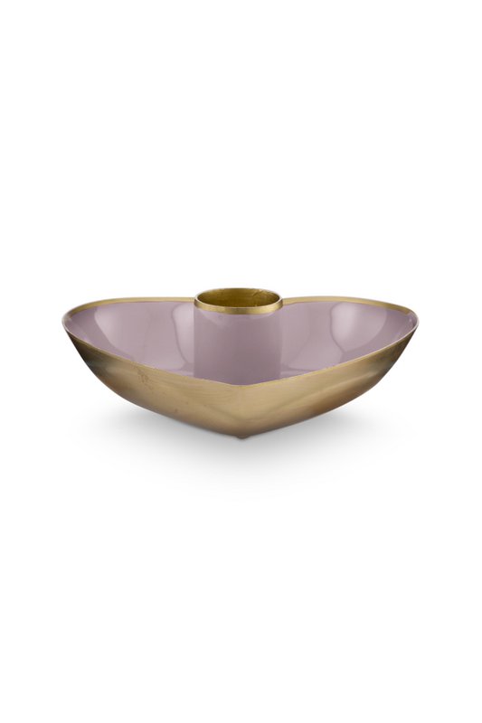 Set/2 Candle Holders Metal Heart Lilac 10x3cm