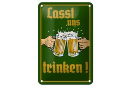 Tin sign alcohol 12x18cm beer let's drink glasses decoration
