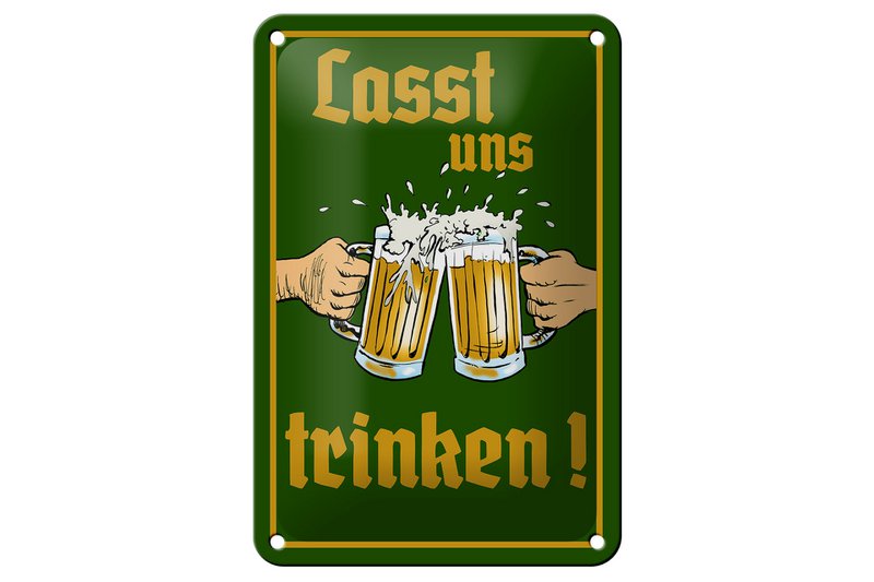 Tin sign alcohol 12x18cm beer let's drink glasses decoration