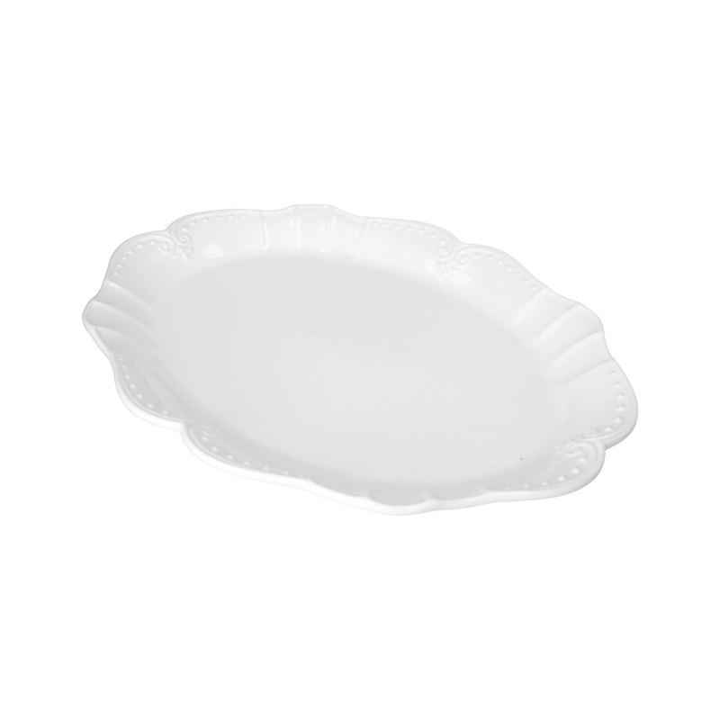 Large White Serving Tray 48x37 cm in Ceramic