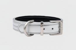 CHURCHILL NECKLACE. Silver – Vegan leather dog collar