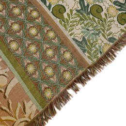 NIN-NIT | Couverture Nouveau Naturel | plaid | couverture tissée | couvre-lit | 100% coton tissé | Imprimé fleurs, feuilles et nature | beige | blanc | sable | vert | bleu | multicolore | 220x160cm
