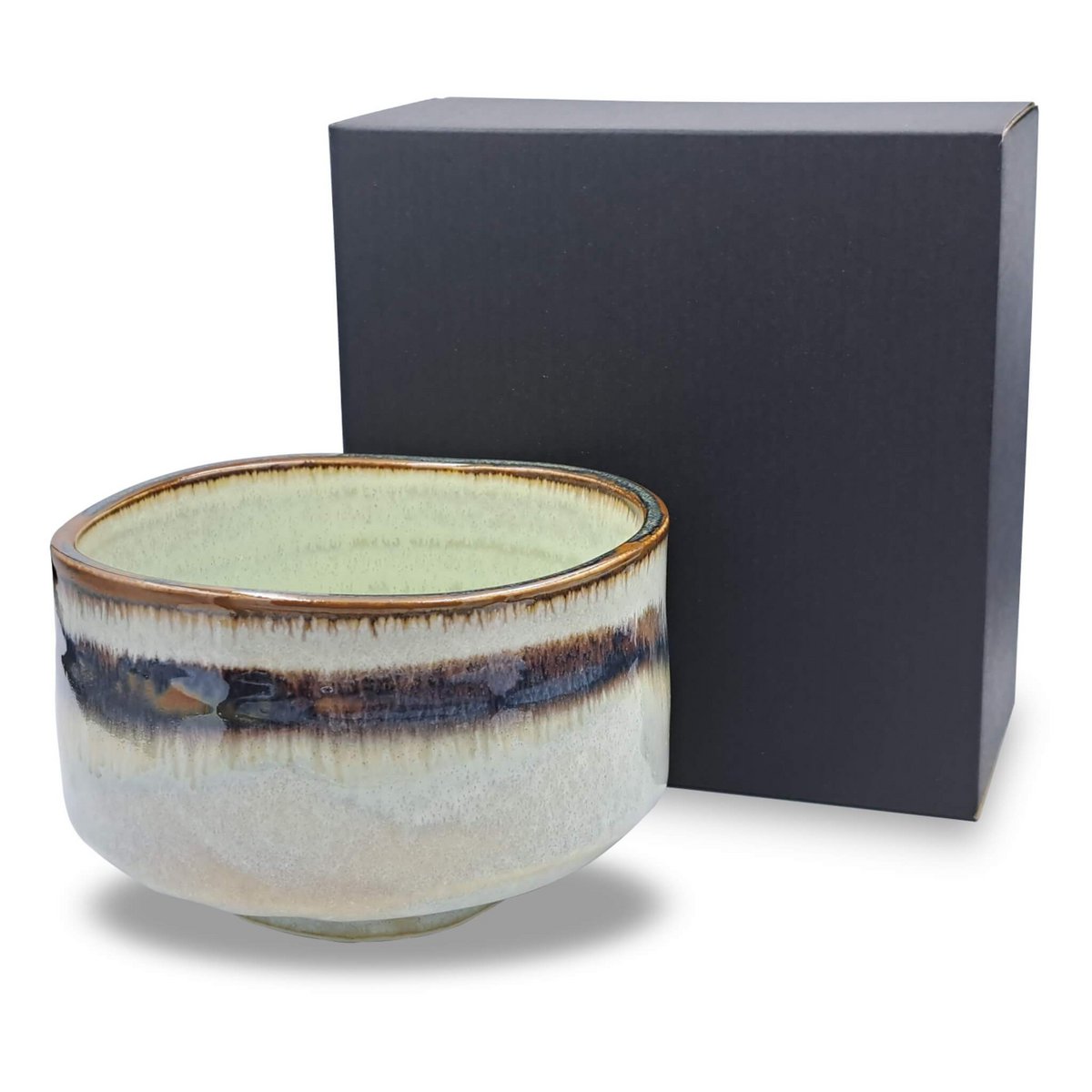 Japońska miska matcha Chawan Wasabi wykonana ręcznie z ceramiki
