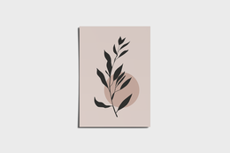 Boho leaf branch poster, available in various sizes and finishes including matte and glossy, square and round edges, suitable for wall art decor.