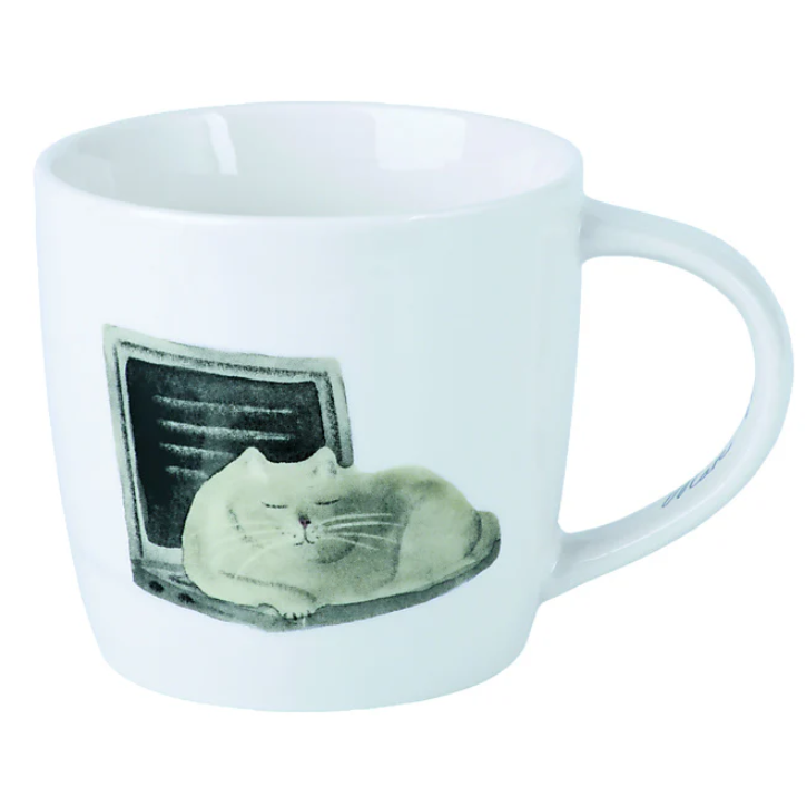 M&W FELINE FRIENDS Mug 400ml, Computer Cat, giftbox