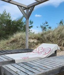 Telo mare in lino King Grigio/Rosso