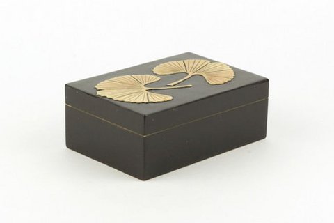 Ginkgo Muster große rechteckige Box in Stein