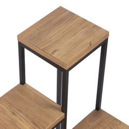 Portapiante in metallo con etageres in legno di Naturn Living | Piante Etagere | Portaspezie | Fioriera da interno - esterno | Supporto per piante | Colonna vegetale | nero opaco