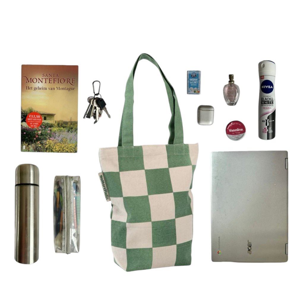 Durable Tote Bag with zipper - Nomoreplastic - Simple Squares