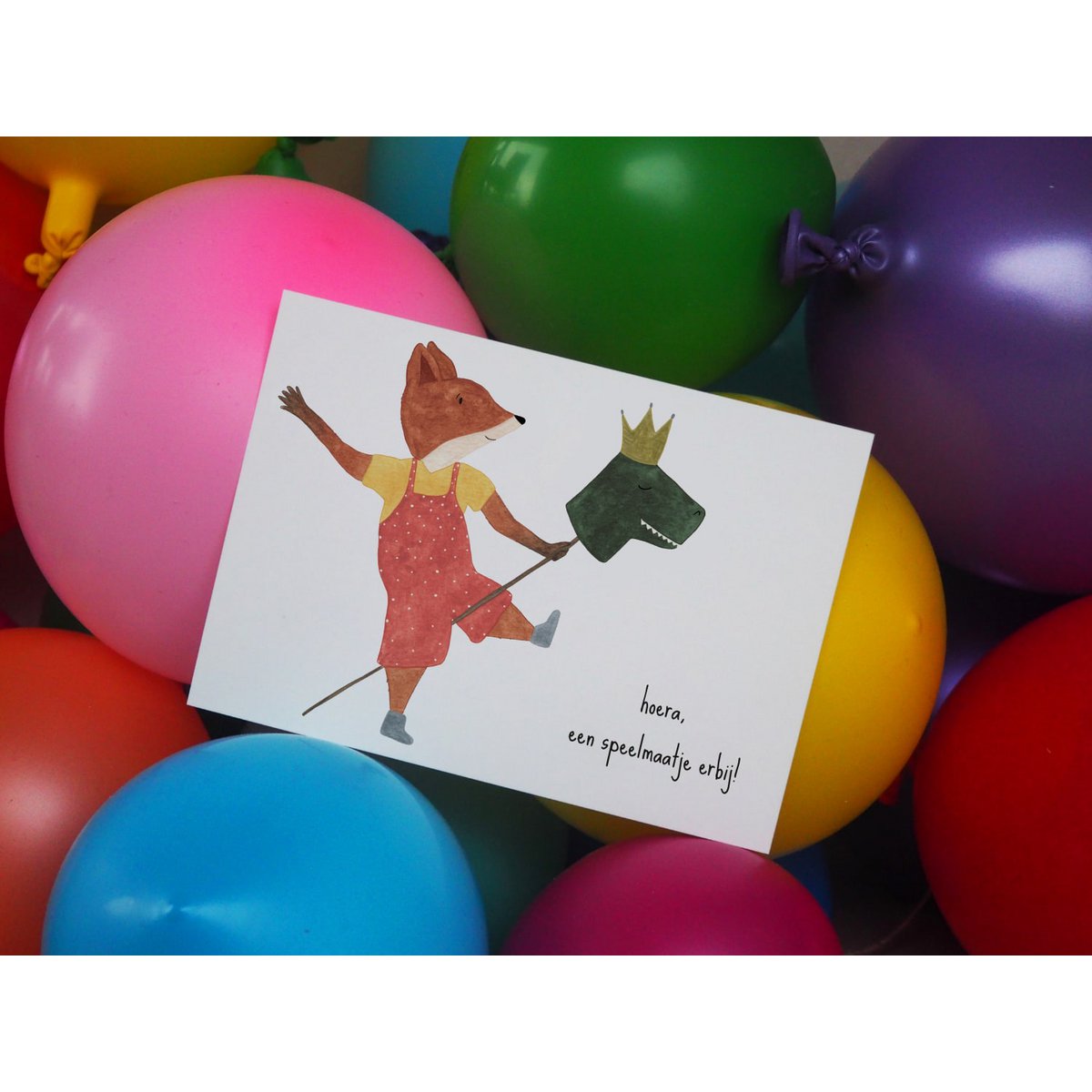 Postkarte - Hurra, ein Spielkamerad dort